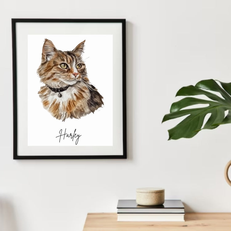 Custom Hand-Painted Water Colour Pet Portrait