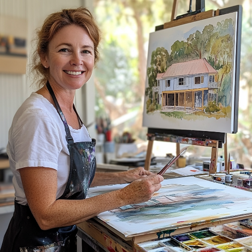 Artist Painting House for Customer
